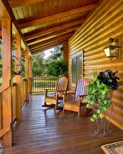 Front Porch Florida Log Home Staining